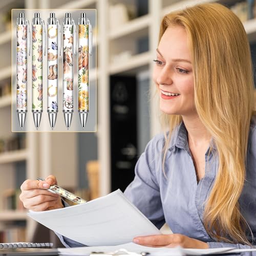 Horse Ballpoint Pens Supplies - 24 Pcs Retractable Office Gifts Supplies Horses Black Ink Pen Smooth Fine Point Cartoon Writing Stylus for Journaling School Work Nursing Medical Graduation - style: Horse