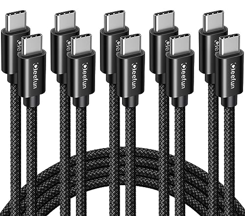CLEEFUN USB C to USB C Cable 60W, USBC to USBC, [5-Pack, 3 ft] Type C to C Charger Cord Fast Charging for iPhone 16 15 Pro Max/Plus, for Samsung Galaxy S26 S25 S24 S23 Ultra, for iPad/MacBook Pro - color: Black, size: 3ft+3ft+3ft+3ft+3ft