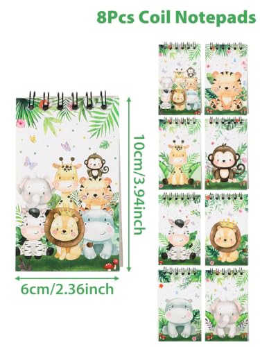 8 Pcs Jungle Animal Mini Spiral Notebooks 3.9 x2.4 Inch, Cute Safari Animal Design Coil Notepads Spiral Pocket Notebooks, Small Portable Journal Memo Pads for Birthday Party Favors Stationery Gifts - color: Jungle Animal