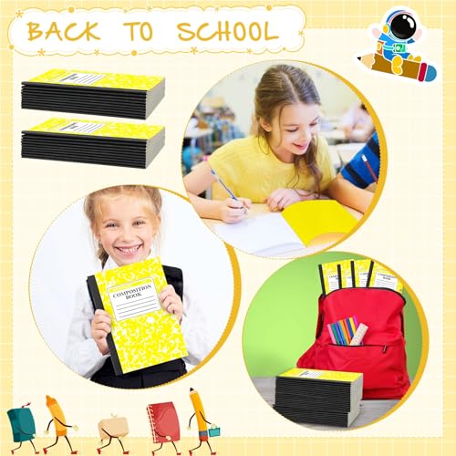 Fainne 100 Pack A5 Composition Notebooks Bulk College Ruled Composition Notebooks Marble Covers Notebook for Student Classroom Office Supplies 30 Sheet/60 Page(Yellow) - color: Yellow