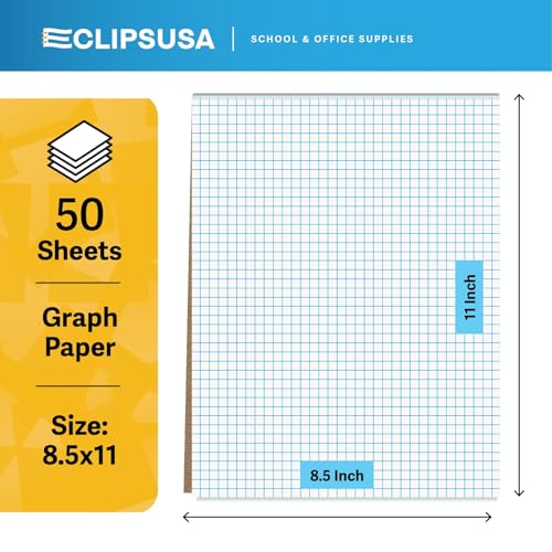 E-CLIPS USA Graph Paper Pad, Graph Paper Notebook, 4 x 4 An Inch Quad Ruled Graph Paper Pad, Graph Paper Pads 8.5 x 11, Drafting Paper, 50 Sheets Per Pad (6 Pack) - size: 6 Pack