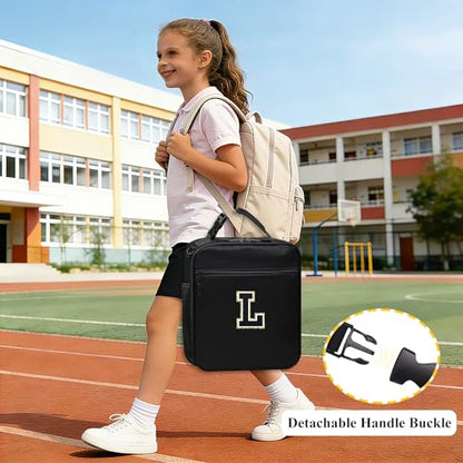 Lunch Bag Women Girls Boys Kids Lunch Box for Men Work Picnic School Travel, Large Insulated Lunch Tote Bags for Food Container Cooler with Water Bottle Holder Handheld Shoulder Strap Black L - color: 03-Black L