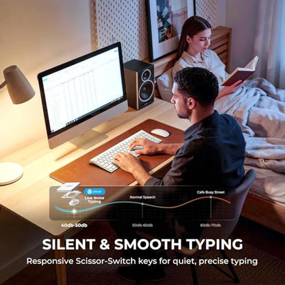 iClever BK10 SE Bluetooth Keyboard for Mac, Multi-Device Slim Wireless Keyboard with Numeric Keypad, Standard Full-Size Keys, USB-C Rechargeable, Compatible with iPad Windows iOS Android - color: Silver