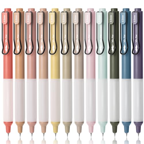 Mr. Pen- Retractable Gel Pens, 12 Pack, Black Ink, Vintage Barrels | Fine Point 0.5 mm, Fast Dry, Smooth Writing, Cute Pens for Drawing, Writing Planner and School Supplies - color: Vintage Barrels, size: 12 Pack