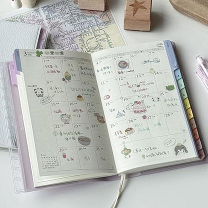 2026 Leather Academic Planner with Ribbon Bookmarks Dated 2026 Weekly Planner Notebook for Daily Scheduling 3.8x5.98Inch Travel Diary