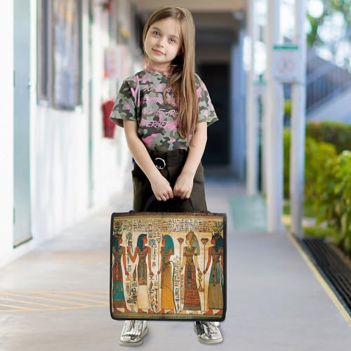 Queen of Egypt Zipper Binder with Shoulder Strap, 500 Sheets Capacity, Multiple Pockets 1.5Inch 3 Ring Zipper Binder - color: Queen of Egypt