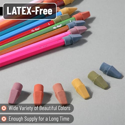 Mr. Pen- Pencil Top Erasers, 120 Pack, Folk Festival Colors | Latex-Free & No Smudge Pencil Eraser Tops - color: Folk Festival, size: 120 Pack