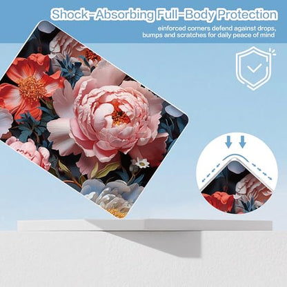Teryeefi for New MacBook Neo 13 inch 2026 Release Model A3404, Sleek Hard Shell Cover, Keyboard Skin, Screen Protector & USB-C Adapter (Pink Flower W077) - color: Pink Flower W077