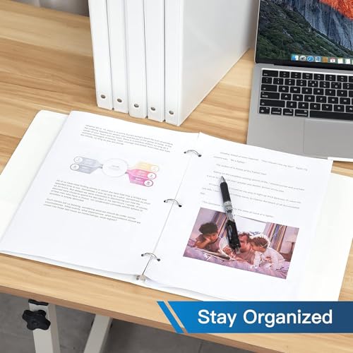 SUIN Bulk 12 Pack 0.5-inch 3 Ring Binders -Durable 1/2'' Binders with Roung Ring Binder, Large 100 Sheet Capacity, Fit 8.5" x 11" US Letter Size Paper, White (0.5'' White - 12 Packs) - size: 0.5'' White - 12 Packs