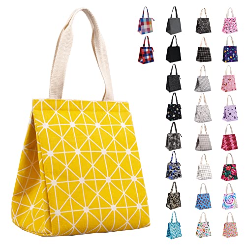 iknoe 9L Insulated Lunch Bag, Leakproof lunch Tote for Men & Women Yellow | Lightweight 0.3 lb, compact foldable design, aluminum foil interior, velcro closure, wide opening, for meals, snacks, office - color: Yellow, size: Velcro Closure