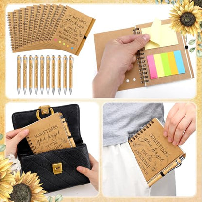 Yeaqee 100 Pcs Employee Appreciation Gifts Inspirational Gifts Set Mini Spiral Notebooks with Pen May You Be Proud of The Work You Do Motivational Thanks Gift for Staff Coworkers (Awesome) - style: Awesome