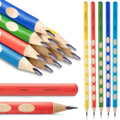 M&G 12 Pcs Triangular Hole Pencils for Kids with Grip Correction 2B Pencils, Pre-sharpened Colored Barrel Graphite Wood Pencils, Smooth Writing, Suitable for School, Office, Drawing, Sketching - style: 12pcs Multicolor 2B