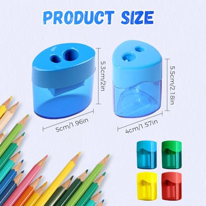 Pencil Sharpeners with Lid, Dual Holes Handheld Pencil Sharpener Manual for Standard and Jumbo Pencils, Compact Cute Sharpener for Kids Adults Students School Home Office (4*Ellipse) - color: 4*ellipse