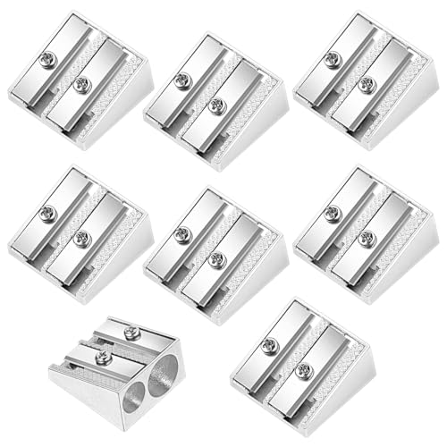 8 Pack, 2 Holes Handheld Metal Pencil Sharpener | Alloy Manual, Durable and Drop-resistant Pencil Sharpener, Pencils of different sizes, Schools, Offices, Homes, Art Projects - color: 8 Pack