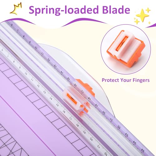 A4 Paper Cutter -12 Inch Paper Trimmer with 2pcs Replacement Blades with Safeguard Side Rulerfor Cut Gift Card,Coupon,Label, Cardstock,Photo - color: Purple