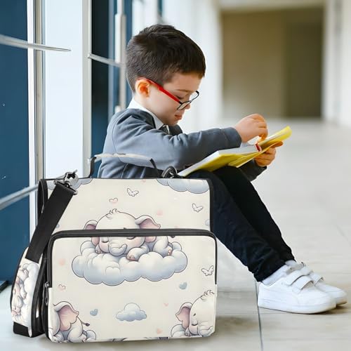 3 Ring Zipper Binder with Shoulder Strap Elephants Animal Forest 2 Inch Zippered Binder Bag 500 Sheet Capacity Multi Pockets for School Supplies - color: Multi3