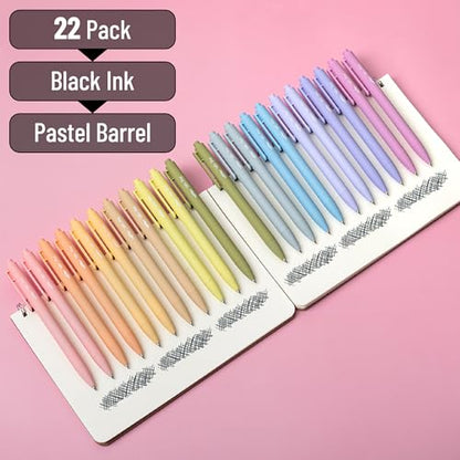 Mr. Pen- Retractable Gel Pens, 22 Pack, Black Ink, Mild Pastel Barrel | Fine Point 0.5 mm, Fast Dry, Smooth Writing, Cute Gel Ink Pens Bulk for Drawing, Writing Planner and School Supplies