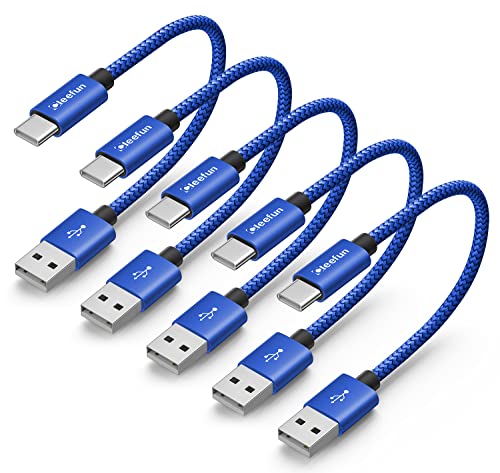 CLEEFUN USB to USB C Cable 1ft, 5-Pack USB A to Type C Cable Fast Charging | for iPhone 17 16 15 Pro Max Air Plus, for Samsung Galaxy S26 S25 S24 S23 S22 S21 S20 A17 A16 A56 A55 A26 A35 A36, Blue - color: Blue, size: 1ft