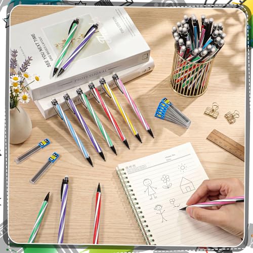 480 Pcs 0.7mm Mechanical Pencils Bulk Set Include Mechanical Pencil with Eraser HB Lead Refills for Art Office Classroom School Student Writing Drawing Sketching Supplies (Multicolor) - color: Multicolor