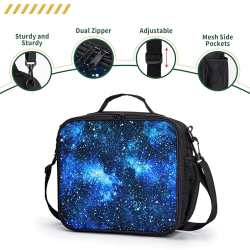 Galaxy Lunch Box for Boys Girls Kids Insulated Lunch Bag Blue Starry Sky Lunchbox Universe Space Reusable Lunch Cooler Tote Bags Thermal Lunch Pail for School Picnic Travel - color: Galaxy