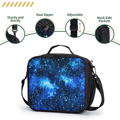Galaxy Lunch Box for Boys Girls Kids Insulated Lunch Bag Blue Starry Sky Lunchbox Universe Space Reusable Lunch Cooler Tote Bags Thermal Lunch Pail for School Picnic Travel - color: Galaxy