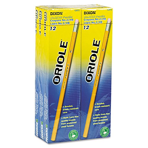 Dixon Oriole Woodcase Pencil, HB #2, Yellow Barrel, 72/Pack
