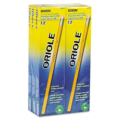 Dixon Oriole Woodcase Pencil, HB #2, Yellow Barrel, 72/Pack