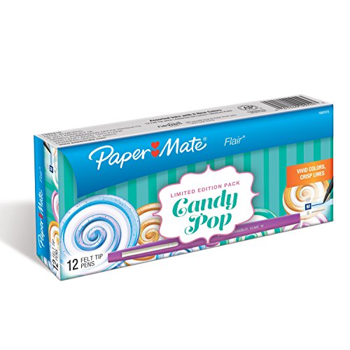 Paper Mate Flair Felt Tip Pens, Medium Point, Limited Edition Candy Pop Pack, Pack of 32 (1979425) - color: Candy Pop, size: 12 Count (Pack of 1)
