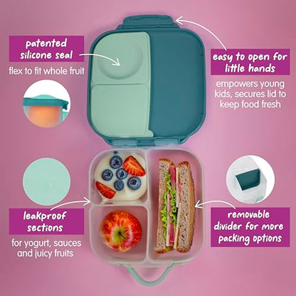 b.box Lunch Box Kids 2-pack, Mini Lunch Box + Snack Containers for Kids | 4.25 + 1.75 Cup Bento Box for Kids, Snack Box, Lunch Containers, Leak Proof, Dishwasher Safe, BPA Free, PFAS Free, Ages 4m+ - color: Emerald Forest
