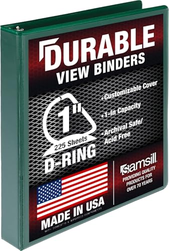 Samsill Durable 1 inch 3 Ring Binder, D Ring Binder, 100% Recycled Chipboard, Green - color: Green, size: 1 Pack, style: 1 Inch