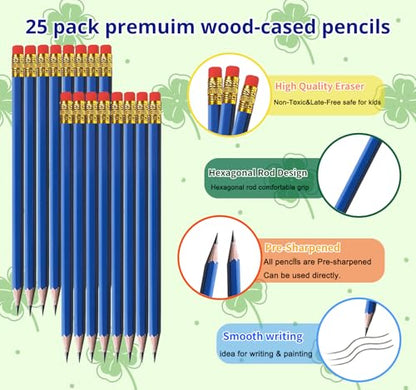 Adhere 25pcs Woodcase Pencils with Eraser Premium Pre-Sharpened Hexagon Graphite 2B pencils ideal for home, office writing including a Free Sharpener(Navy Blue・25pcs) - color: Navy Blue・25pcs
