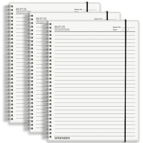 Large College Ruled Spiral Notebook 8.5" x 11" with 120gsm Thick Lined Paper, Elastic Band and Transparent Hard Cover - 3 Pack 480 Pages A4 Notepads for Journaling, Planning, Writing (Ruled, A4) - style: Ruled