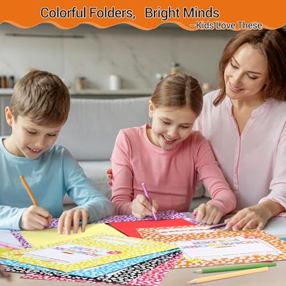 Funrous 24 Pcs Writing Pocket Folders Bulk Classroom Homework Folders with Two Pocket Composition Take Home Folder Gifts for Classroom Home Office Elementary Students Teachers School Supplies