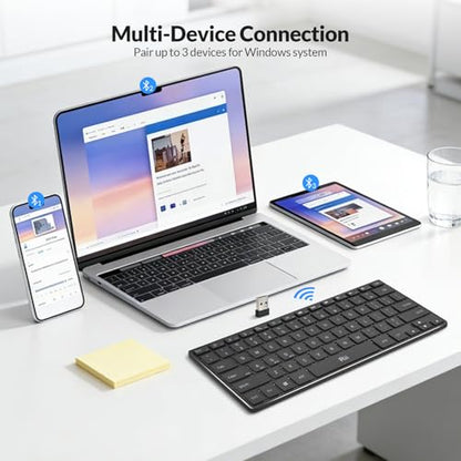 Rii Wireless Keyboard,Bluetooth Keyboard(2.4G+BT5.0),RGB Backlit,Rechargeable with Aluminum Alloy Case for Tablet,Surface,PC,Laptop with Windows (X9-Windows)