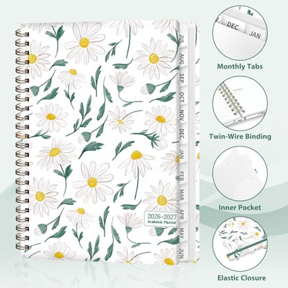 Planner 2026-2027, Weekly and Monthly Academic Year Calendar Planner, July 2026 - June 2027, Daily Agenda Book for Office School Supplies, A5(6.3'' x 8.5'') - color: 2607-White Daisy, size: 6.3"x8.5"(Jul 2026-Jun 2027)