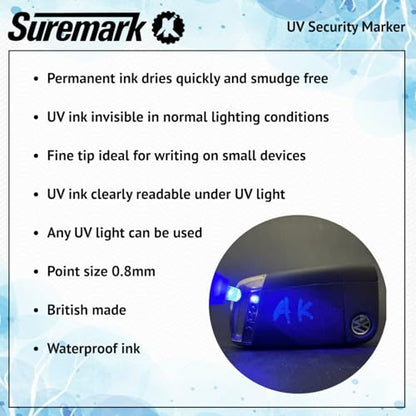 SureMark UV Security Marker Fine Tip with Keyring UV Light