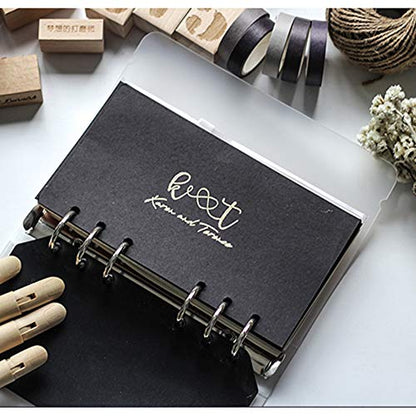 A6 Planner Refill, Refillable Notebook Paper, 6 Ring Binder Refill, for compatible with Filofax, Black Paper, All Blank, 2 Pages per Sheets, 40 Sheets in Total A6 3.74'' x 6.69'' - color: Black Blank, size: A6