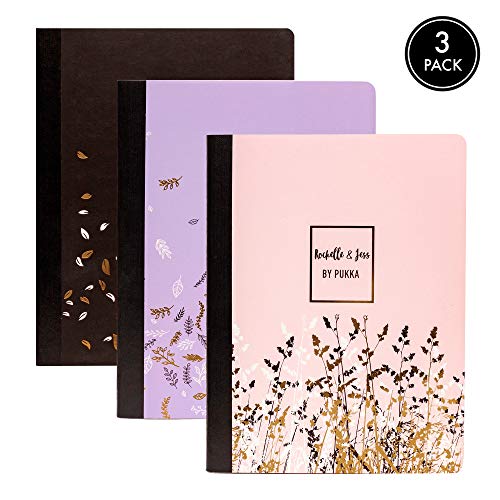 Pukka Pad, Composition Notebooks - 3 Pack of Journals Featuring 140 Pages of College Ruled 80GSM Paper with Sturdy Cover Stock - 9.75 x 7.5in - Rochelle and Jess - color: Rochelle & Jess, size: 3 Pack