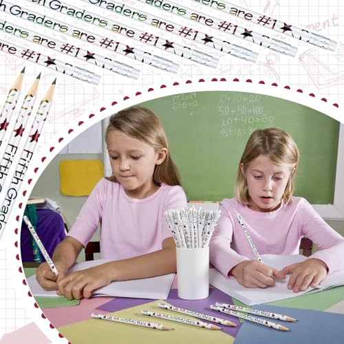 Tenceur 48 Pcs 5th Graders Pencils Bulk Motivational Pencils with Erasers Inspirational Pencil with Back to School Supplies for Kids Student Teacher Classroom Reward - style: 5th Graders