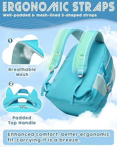 BLUEFAIRY Middle High School Backpack for Boys Girls Large Bookbag with Laptop Compartment Back to School Book Bags for Teens Teenagers Mochilas Escolares para Niños Niñas (Blue/Light Blue, Solid) - color: Blue/Light Blue