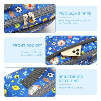 FlowFly Kids Lunch box Insulated Soft Bag Mini Cooler Back to School Thermal Meal Tote Kit for Girls, Boys,football - color: Football#Navy