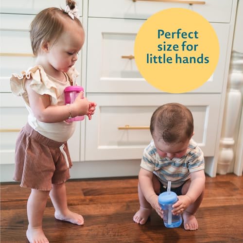 The First Years Squeeze & Sip Toddler Straw Cups - Squeezable Transition Sippy Cup with Silicone Straw - Toddler Feeding Supplies - Blue/Yellow/Red - 7 Oz - 3 Count - Ages 6 Months and Up - color: Blue/Yellow/Red