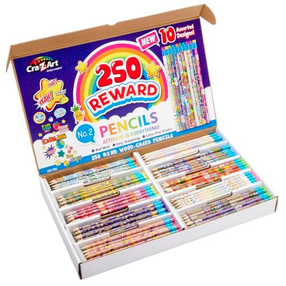 Cra-Z-Art Classroom Reward Pencils Classpack 250 Count Featuring 10 Unique Designs
