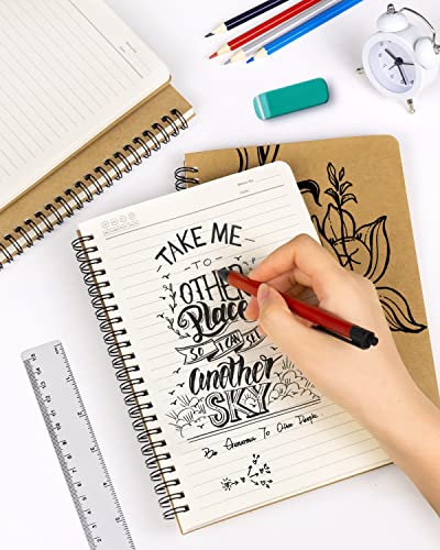 Dynta Spiral Notebooks A5 Lined 5Pcs College Ruled Journals Bulk Thick Paper for Work, Study, Notes Taking, Gifts 120 Pages/60 Sheets Kraft Brown - color: Kraft-5 Pcs
