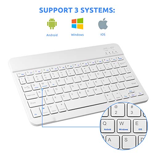 Bluetooth Keyboard Mini Wireless Keyboard for Apple iPad 10th/11 Generation, Amazon Fire HD 10/8 Max 11, Samsung Tablet, Android Phone - 10-Inch Slim, Portable, Rechargeable, White - color: 10 inch White