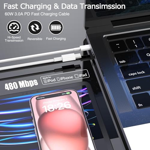 Fast Charger for iPhone 16,2Pack PD USB C iPhone Charger Dual USB C Port Charger Block with 10 Foot Long USBC to C Charger Cable Cord. Compatible with iPhone 16/16 Pro/15 Pro Max,iPad Pro/Air/Mini - size: 10FT