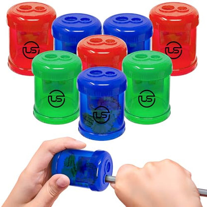 Pencil Sharpeners, 8 Pack Blue Dual Hole Sharpener with Receptacle Pencil Sharpener Manual Pencil Sharpeners for Regular and Oversized Pencils or Crayons - size: 8 Pack