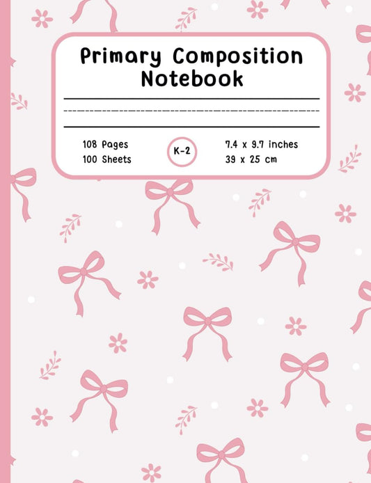 Primary Composition Notebook K-2: Coquette Pattern | Draw and Write Journal | Creative Writing Practice | Dotted Midline and Picture Space | For Kindergarten to 2nd Grade