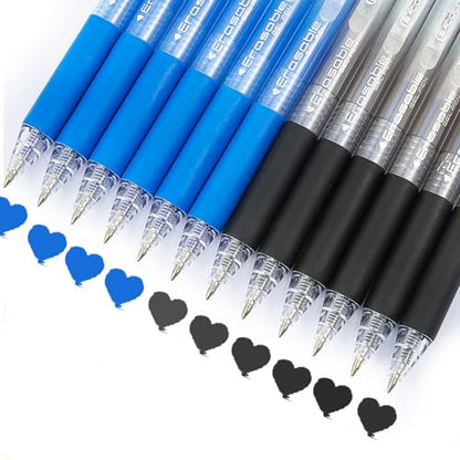 12Pcs Retractable Erasable Gel Pens Clicker,Fine Point 0.7mm Smooth Writing Pens,For Writing Journaling Taking Notes School Office Home. (6Black+6Blue) - color: 6Black+6Blue