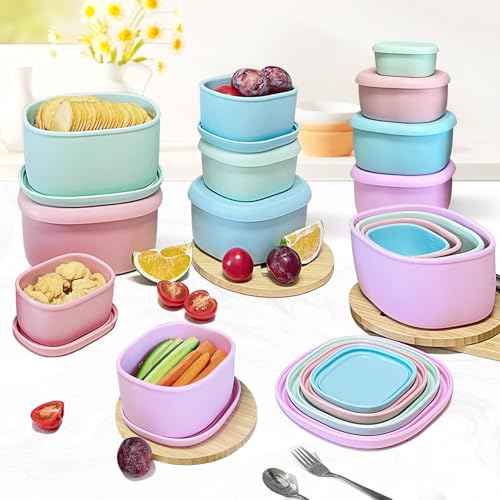 Anatole Silicone Food Storage Container Bento Box 4 Pcs (30oz 20oz 10oz 6.7oz) - color: 4 Pack - Lilac Purple